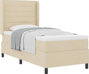 vidaXL Boxrugós ágy matracmal fejtámlával Krém 80 x 200 cm szövet