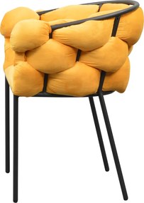 Étkezőszék, sárga Velvet szövet/fekete, DOROTA