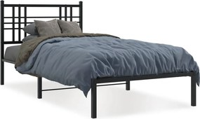 vidaXL fekete fém ágykeret fejtámlával 90 x 200 cm