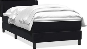 vidaXL fekete bársony rugós ágy matraccal 80x220 cm