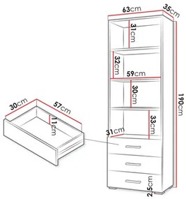 Regál Teratino 3SZ (fehér)  . 1104880