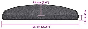 20 db antracitszürke lépcsőszőnyeg 65x24x4 cm