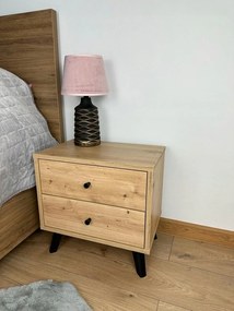 éjjeli asztal 45cm 2 fiókos gomb tölgy artisan