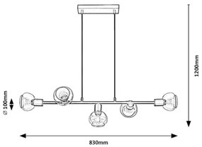 Rabalux 3297 - Csillár zsinóron SULLIVAN 5xE14/40W/230V