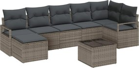 vidaXL Kanapé Szett párnával 8 pcs Szürke polirattan