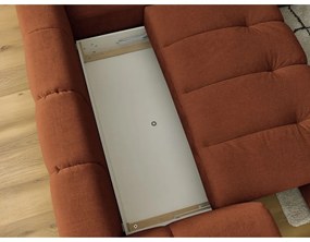 Téglavörös kinyitható-tárolóhelyes sarokkanapé (jobb oldali-L alakú) Fuji – Bobochic Paris