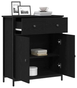 Oldalszekrény Fekete Tölgy 70x30x80 cm Mérnöki Fa és Acél