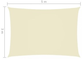 krémszínű téglalap alakú oxford-szövet napvitorla 3 x 5 m