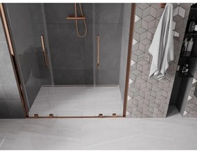 Mexen Velar Duo, nyitható tolóajtó 160x200 cm, 8mm átlátszó üveg, rózsa arany, 871-160-000-02-60