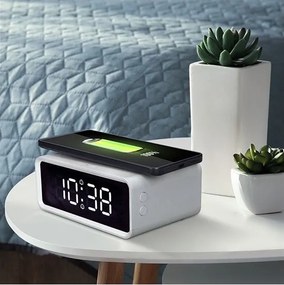 Solight CA07W - Digitális óra Qi vezeték nélküli töltővel 230V/CR2032 fehér
