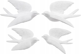Fehér fali dekoráció kpl madarak 4 db ajándék dekoráció