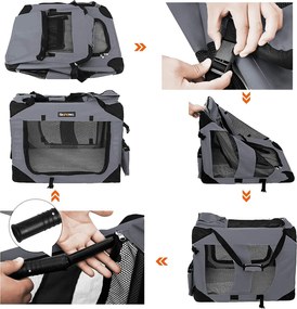 Összecsukható kutyahordozó, l-es szállítótáska, szürke | feandrea