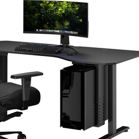 Számítógép tartó az íróasztal alá, állítható, fém, fekete: PC HOLDER