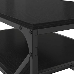 Dohányzóasztal polccal Fekete tölgy 90x50x40 cm Furnérozott