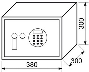 Bútorszéf elektronikus zárral, riasztóval, alulvilágított LCD kijelzővel és nyitókarral