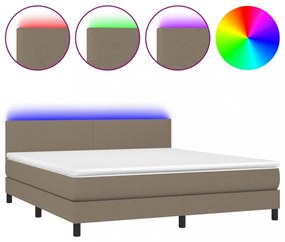tópszínű szövet rugós és LED-es ágy matraccal 180 x 200 cm