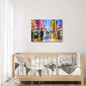 Kép - Város neonfényben (üvegen) (70x50 cm)