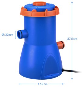 monzana® Medenceszűrő szivattyú MZP40 kék/narancs 3.400L/h