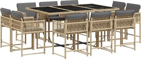 vidaXL 11részes vegyes bézs polyrattan kerti étkezőgarnitúra párnákkal