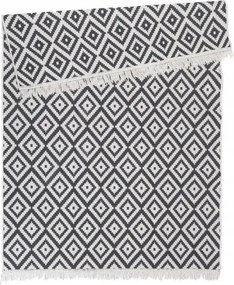 Kilim Gold szőnyeg rojtokkal Rombusz fehér-fekete 120x160