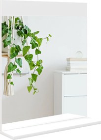 HOMCOM Fürdőszobai Tükör Fali Tükör Nyitott Polccal Előszobába 50x12x60 cm Fehér | Aosom