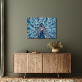 Egy festett páva képe (üvegen) (70x50 cm)