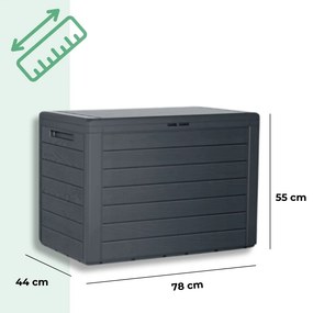 WOODEBOX tárolódoboz, 190L, 78x44x55 cm, antracit Prosperplast