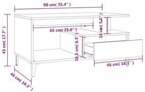 vidaXL szürke sonoma szerelt fa dohányzóasztal 90x49x45 cm