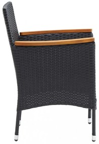 vidaXL 7 részes fekete polyrattan kerti étkezőgarnitúra párnákkal