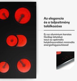 Klarstein Verosteel üvegkerámia főzőlap, Minimalista, erőteljes, 5 főzőzóna, 8400 W, 90 cm