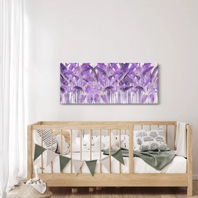 Kép - Lila levelek vakolatban (120x50 cm)