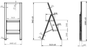 Ladder Alu fehér összecsukható fellépő, magasság 101 cm - Wenko