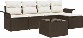 vidaXL Kültéri kanapé párnával 6 pcs Barna polirattan