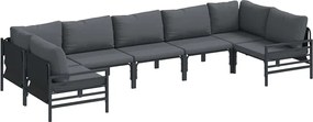 vidaXL Kerti Kanapé Szett párnával 7 pcs Fekete Acél