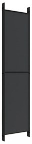 5 paneles fekete szövet térelválasztó 250x220 cm