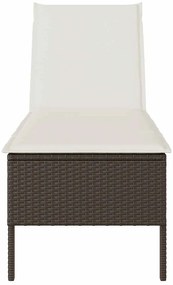 Barna polyrattan napozóágy párnával 55x200x44 cm