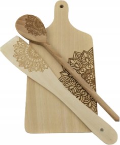 Konyhai szett fa gravírozással, deszka spatula kanál