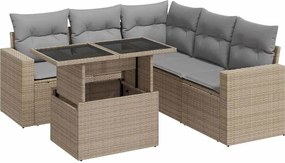 vidaXL 6 részes bézs polyrattan kerti ülőgarnitúra párnával