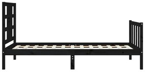 fekete tömör fa ágykeret fejtámlával 100 x 200 cm