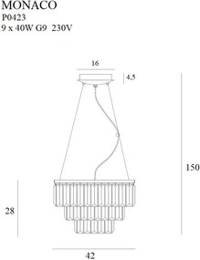 Függeszték Arany MONACO MAXLIGHT P0423