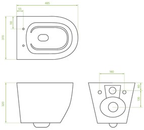 Laveo Desna, falra akasztható WC csésze Rimless 485x370x320 mm + wc ülőke, fehér fényes, LAV-VMD_600S