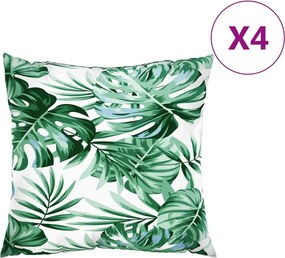 vidaXL 4 db levélmintás szövet kanapépárna 60 x 60 cm