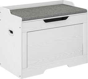 HOMCOM Tároló Pad, Tároló Pad Szófa Tetővel és Ülőpárnával, Pad a Hallba, Hálószobába, Nappaliba, 75cm x 40cm x 56 cm, Fehér | Aosom