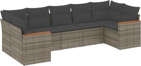 vidaXL 7 részes szürke polyrattan kerti ülőgarnitúra párnákkal