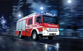 Feuerwehr fotótapéta éjszakai város tűz fényvisszaverő 254x184 +ragasztó