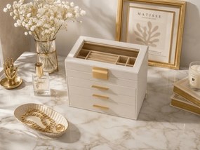 Ékszerdoboz ELEGANT CASE 25,1x21,5x15,3 cm öko bőrből, bézs