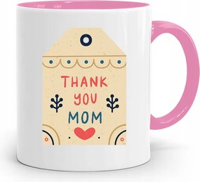 Rózsaszín Bögre Ajándék Anyukáknak Thank You Mom fényképes nyomattal