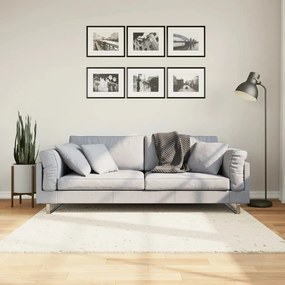 PAMPLONA krémszínű magas szálú bolyhos modern szőnyeg 160x160cm
