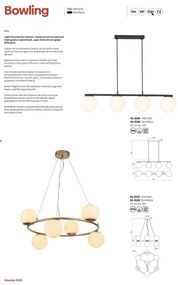 Redo 01-3156 - Csillár zsinóron BOWLING 4xE27/42W/230V fekete