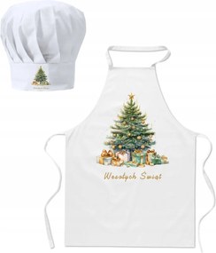 Konyhai kötény Szakács sapka Boldog Karácsonyt Karácsonyfa szett